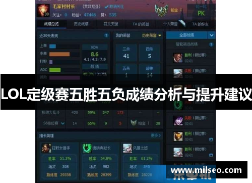 LOL定级赛五胜五负成绩分析与提升建议