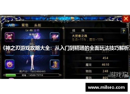 《神之刃游戏攻略大全：从入门到精通的全面玩法技巧解析》