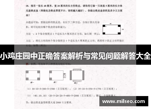 小鸡庄园中正确答案解析与常见问题解答大全